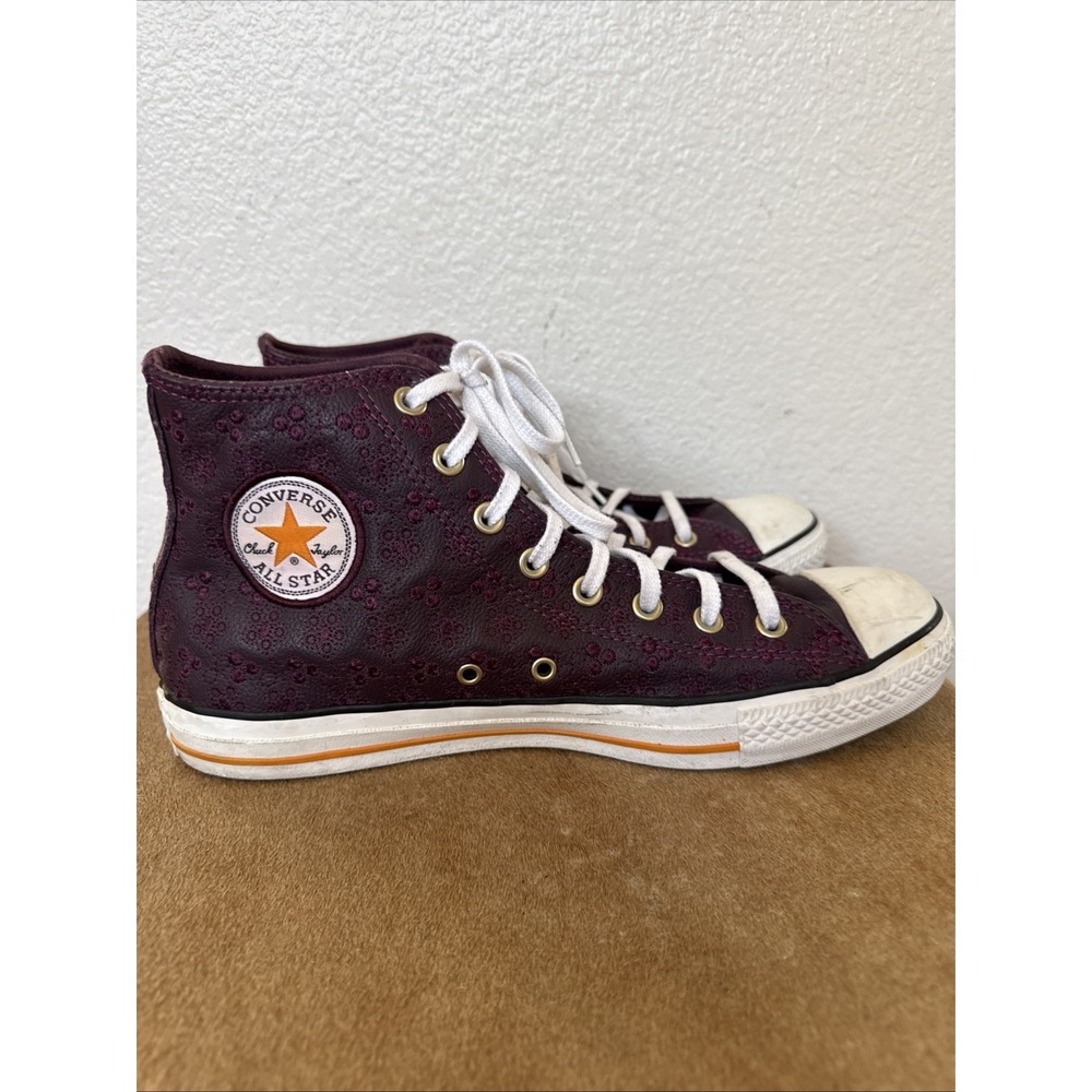 Converse Chuck Taylor All Star High Top Leather Burgundy Mens 10 Embossed